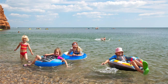 Ladram Bay Beach - Sheltered and Safe Ladram Bay Beach - Sheltered and Safe