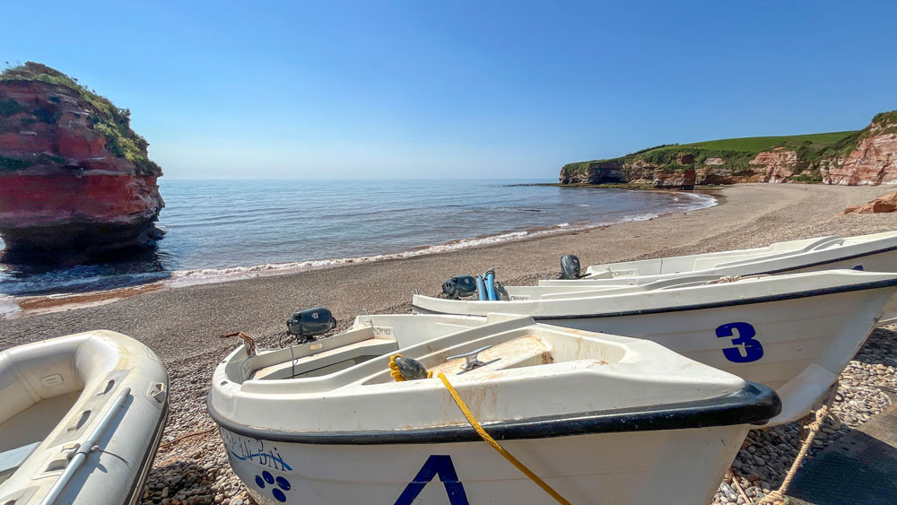 Boats on Beach at Ladram Bay
