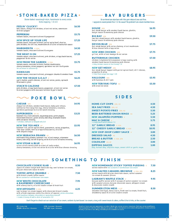 Click for larger version of Pebbles Menu at Ladram Bay