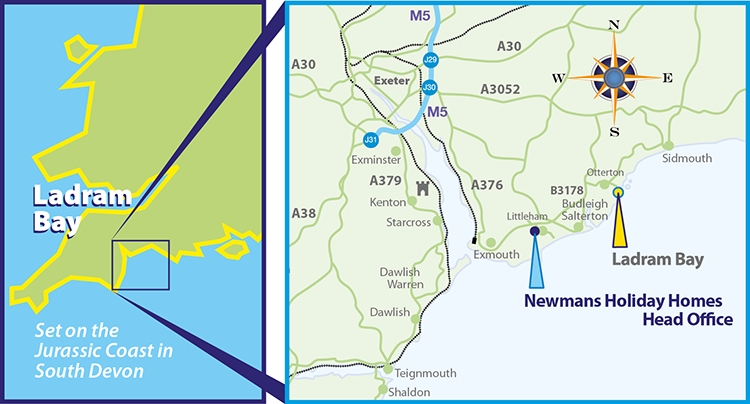 Map to find Ladram Bay Caravan Park